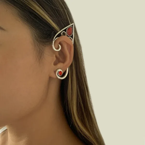 Geometric Pearl Rhinestone Ear Clips - Image 10