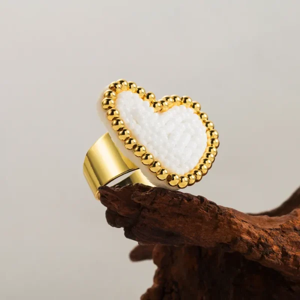 Heart Shape Glass Plating Open Rings - Image 8