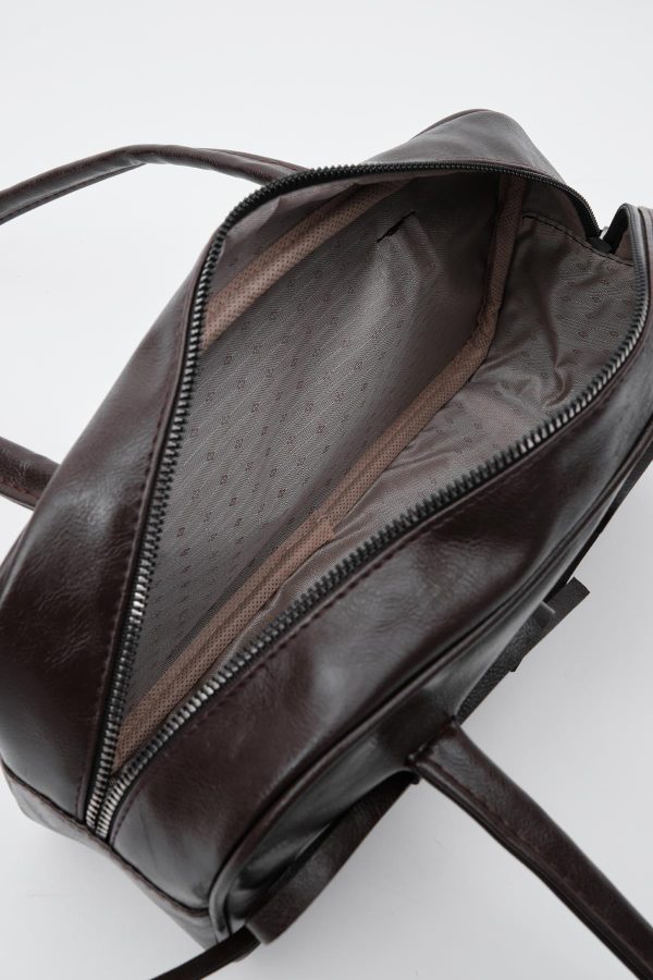 Elegant Brown Faux Leather Handbag - Image 5