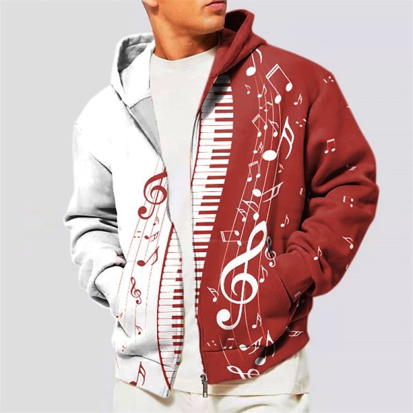 Music Notes Graphic Full Zip Hoodie - Image 5