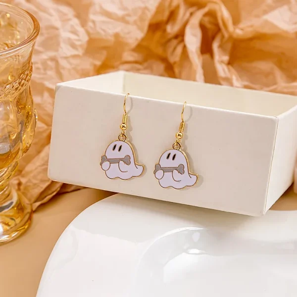 Pumpkin Spider Enamel Earrings - Image 7
