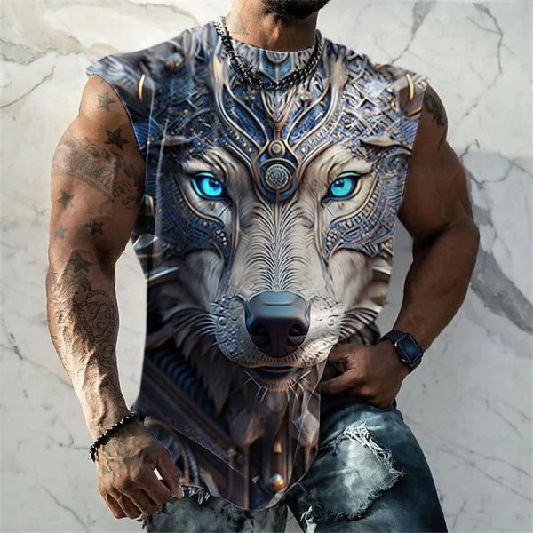 Smile Face Graphic Vest Sleeveless Crew Neck 3D Print Daily Sports Muscle Tee - Image 6