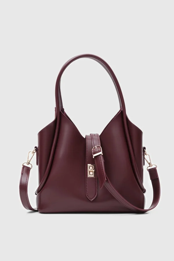 Elegant Burgundy Faux Leather Handbag