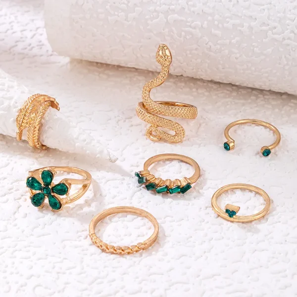 Snake Butterfly Rhinestone Open Rings - Image 2