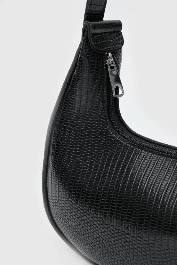 Elegant Black Textured Shoulder Bag - Image 6
