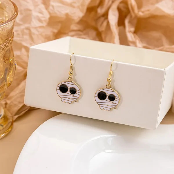 Pumpkin Spider Enamel Earrings - Image 4