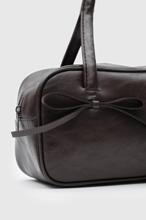 Elegant Brown Faux Leather Handbag - Image 3