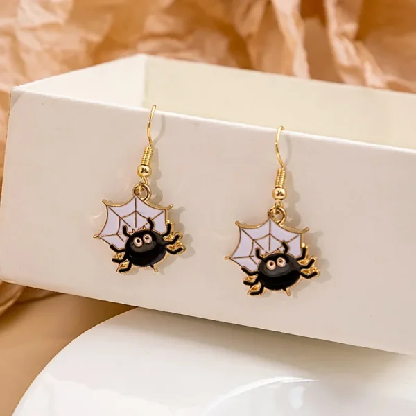 Pumpkin Spider Enamel Earrings - Image 5