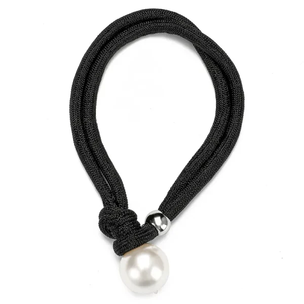 Knotted Rope Necklace with Oversized Pearl Accent