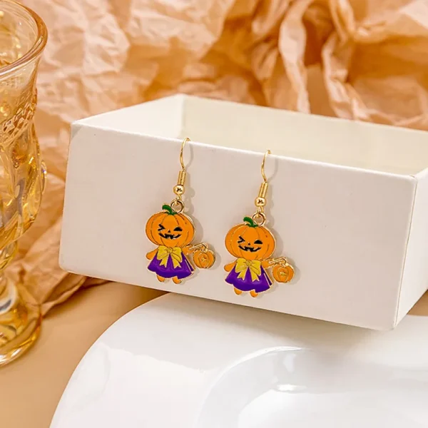 Pumpkin Spider Enamel Earrings - Image 16