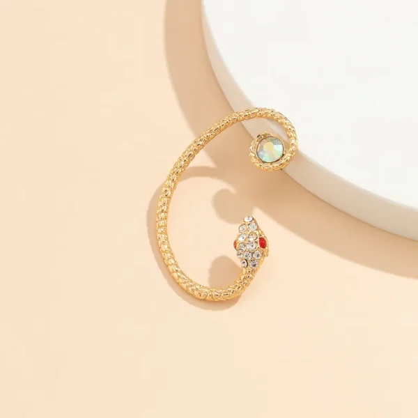 Geometric Pearl Rhinestone Ear Clips - Image 4
