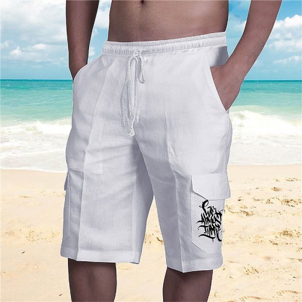 Multi-Pocket Cargo Shorts, Graffiti Print, Classic Style - Image 8