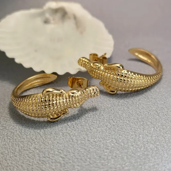 Crocodile C-shaped Earrings - Image 3