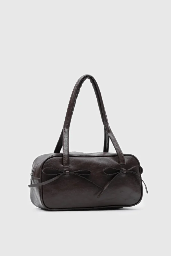 Elegant Brown Faux Leather Handbag - Image 2