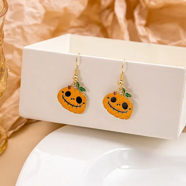 Pumpkin Spider Enamel Earrings - Image 12