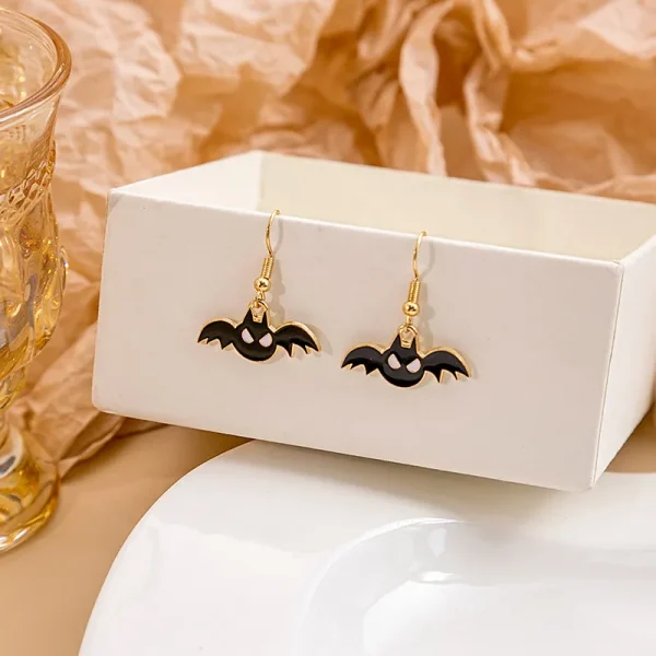 Pumpkin Spider Enamel Earrings - Image 3