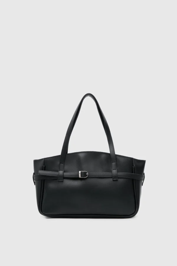 Elegant Black Faux Leather Tote Bag