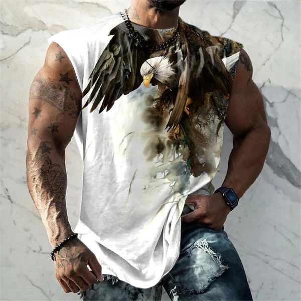 Smile Face Graphic Vest Sleeveless Crew Neck 3D Print Daily Sports Muscle Tee - Image 5