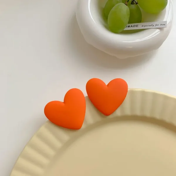 Heart-Shaped Matte Earrings - Image 4