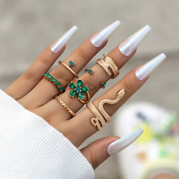 Snake Butterfly Rhinestone Open Rings - Image 3