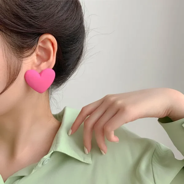 Heart-Shaped Matte Earrings - Image 2