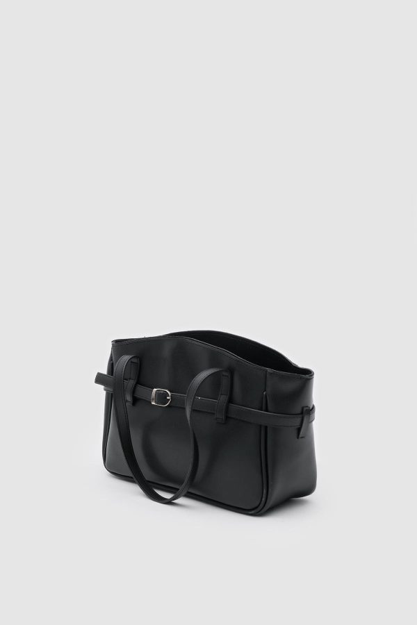 Elegant Black Faux Leather Tote Bag - Image 4