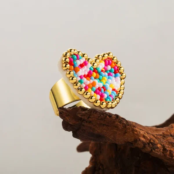 Heart Shape Glass Plating Open Rings - Image 9