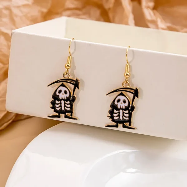 Pumpkin Spider Enamel Earrings - Image 6