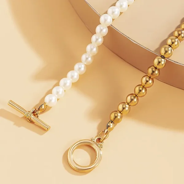 Pearl Stitching Buckle Choker - Image 4