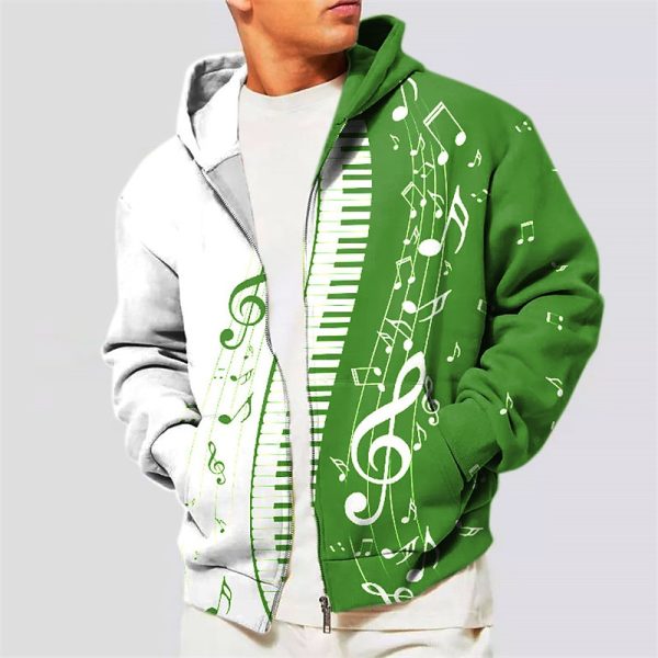 Music Notes Graphic Full Zip Hoodie - Image 4