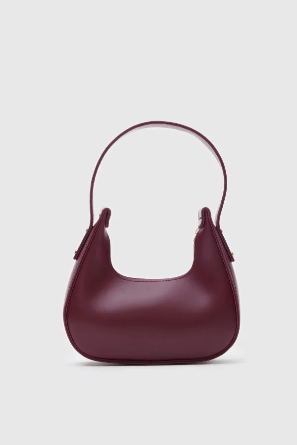 Sleek Burgundy Faux Leather Shoulder Bag