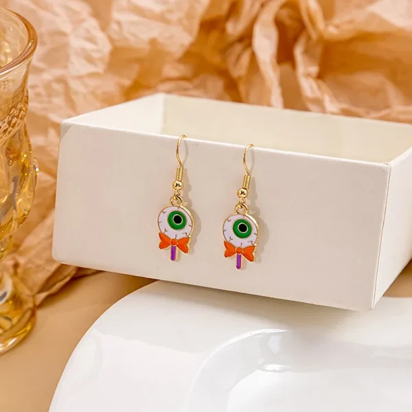 Pumpkin Spider Enamel Earrings - Image 9