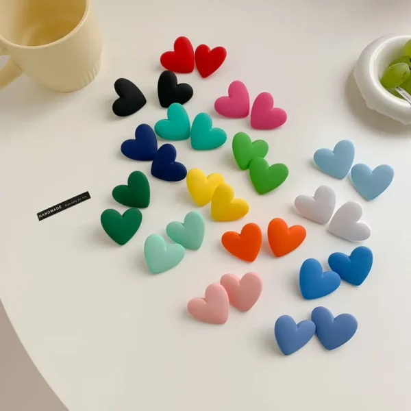 Heart-Shaped Matte Earrings - Image 11