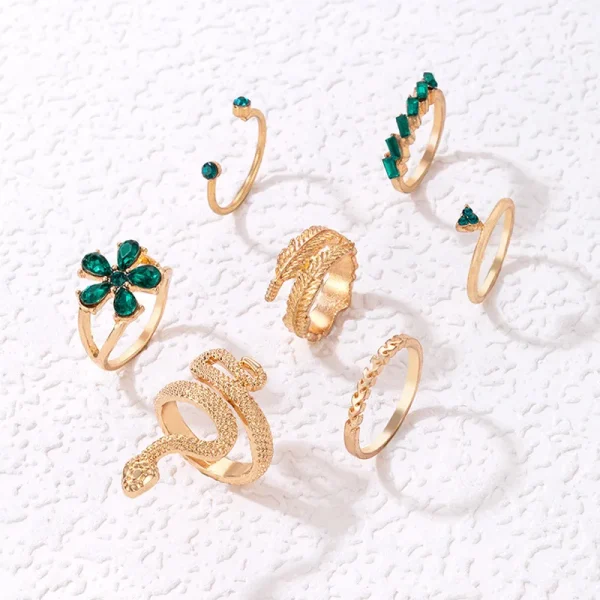 Snake Butterfly Rhinestone Open Rings - Image 5