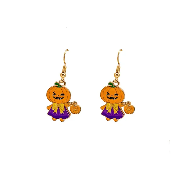 Pumpkin Spider Enamel Earrings