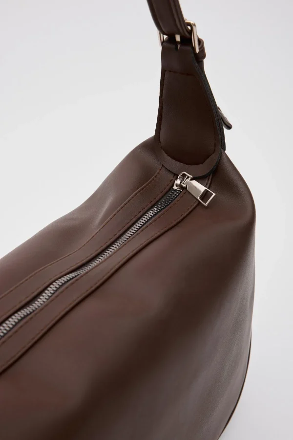 Elegant Brown Crescent Shoulder Bag - Image 6