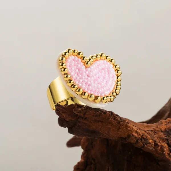 Heart Shape Glass Plating Open Rings - Image 6