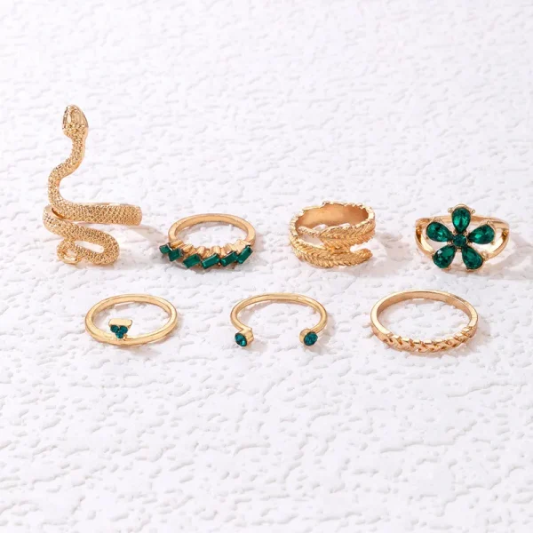 Snake Butterfly Rhinestone Open Rings - Image 4