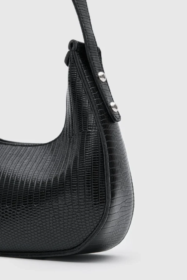 Elegant Black Textured Shoulder Bag - Image 4