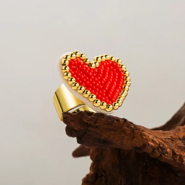 Heart Shape Glass Plating Open Rings - Image 7