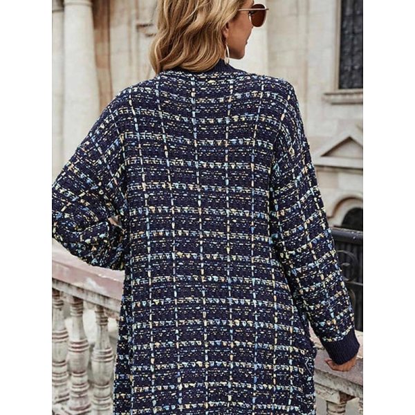 Open Front Gradient Cardigan Blue & Purple Stylish Knitted Top - Image 7