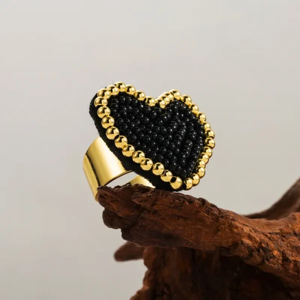 Heart Shape Glass Plating Open Rings - Image 5