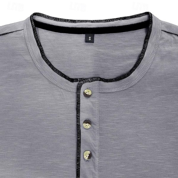 Bandana Print 3D Print Short Sleeve Henley Standing Collar Tee - Image 4